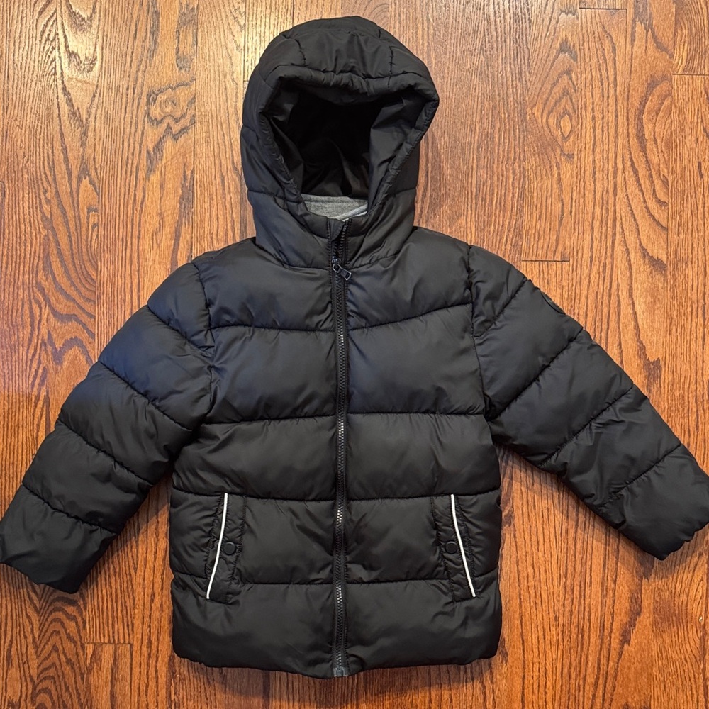 Michael Kors Kids Black Puffer Jacket with Gray Lining